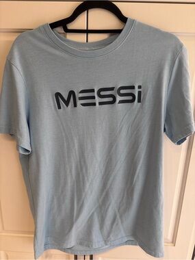 Men's Light Blue Short Sleeve Tee Messi collection medium